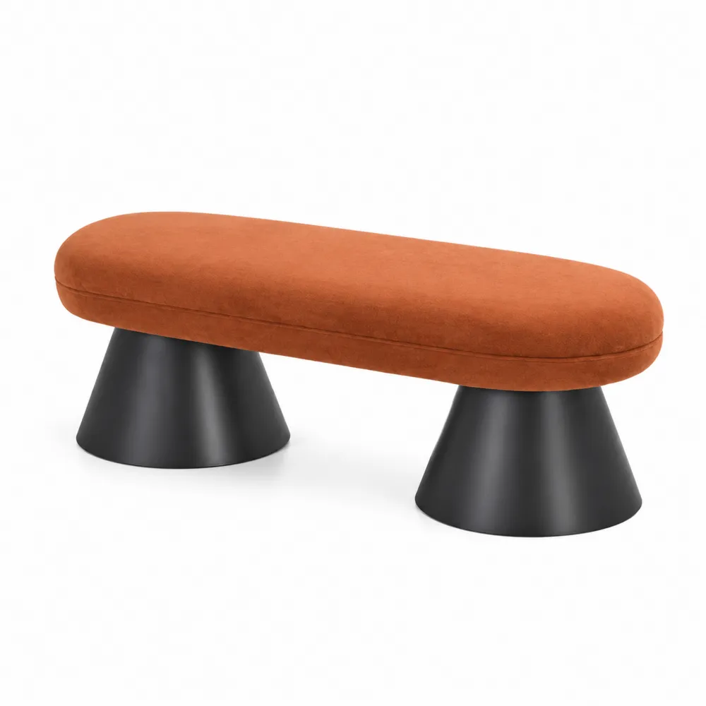 Banc en tissu polyester Orange avec pieds en métal Noir 150cm-Simplivillaeu
