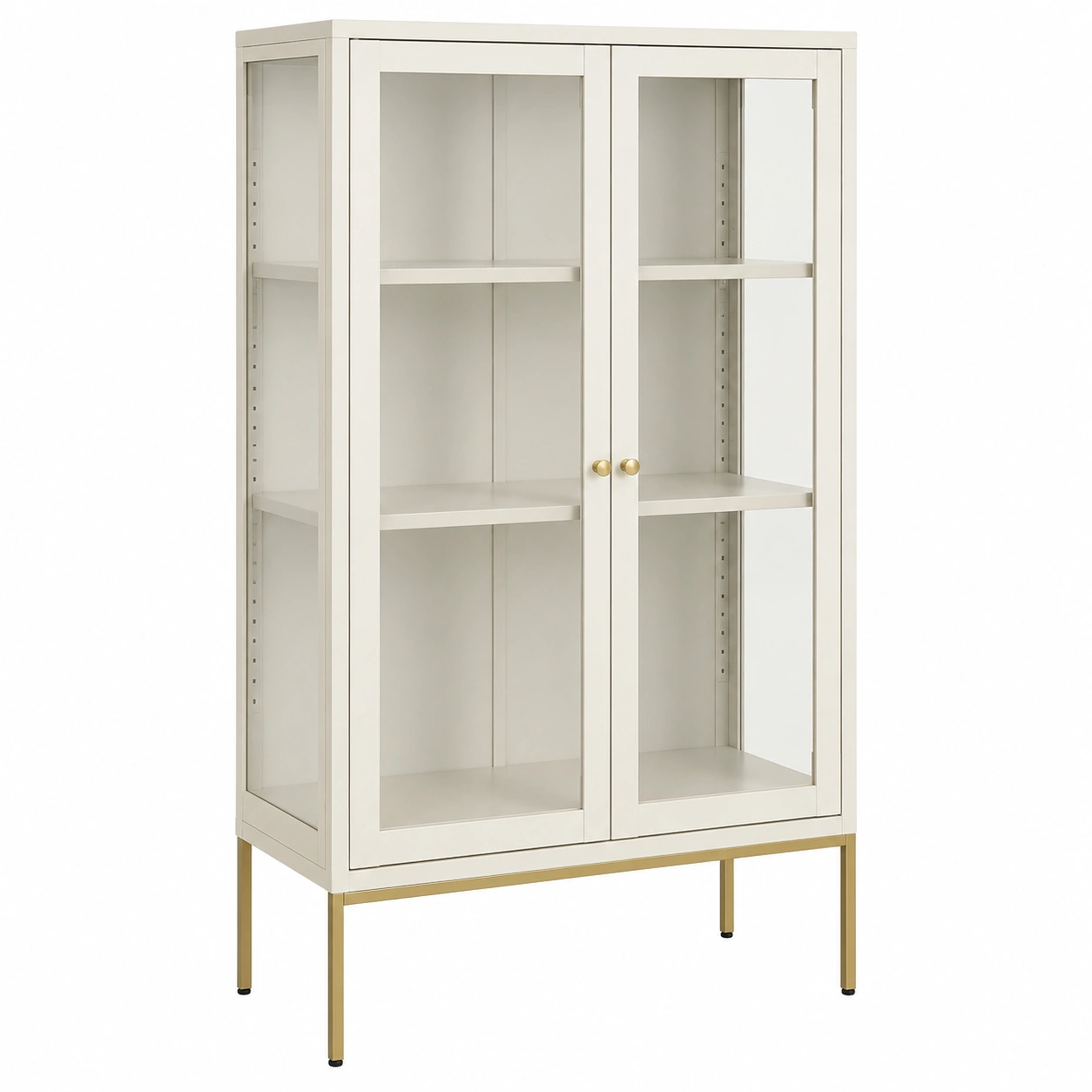 Vitrina Metalica Moderna con Puertas de Cristal 90 cm Blanco-sofarioo