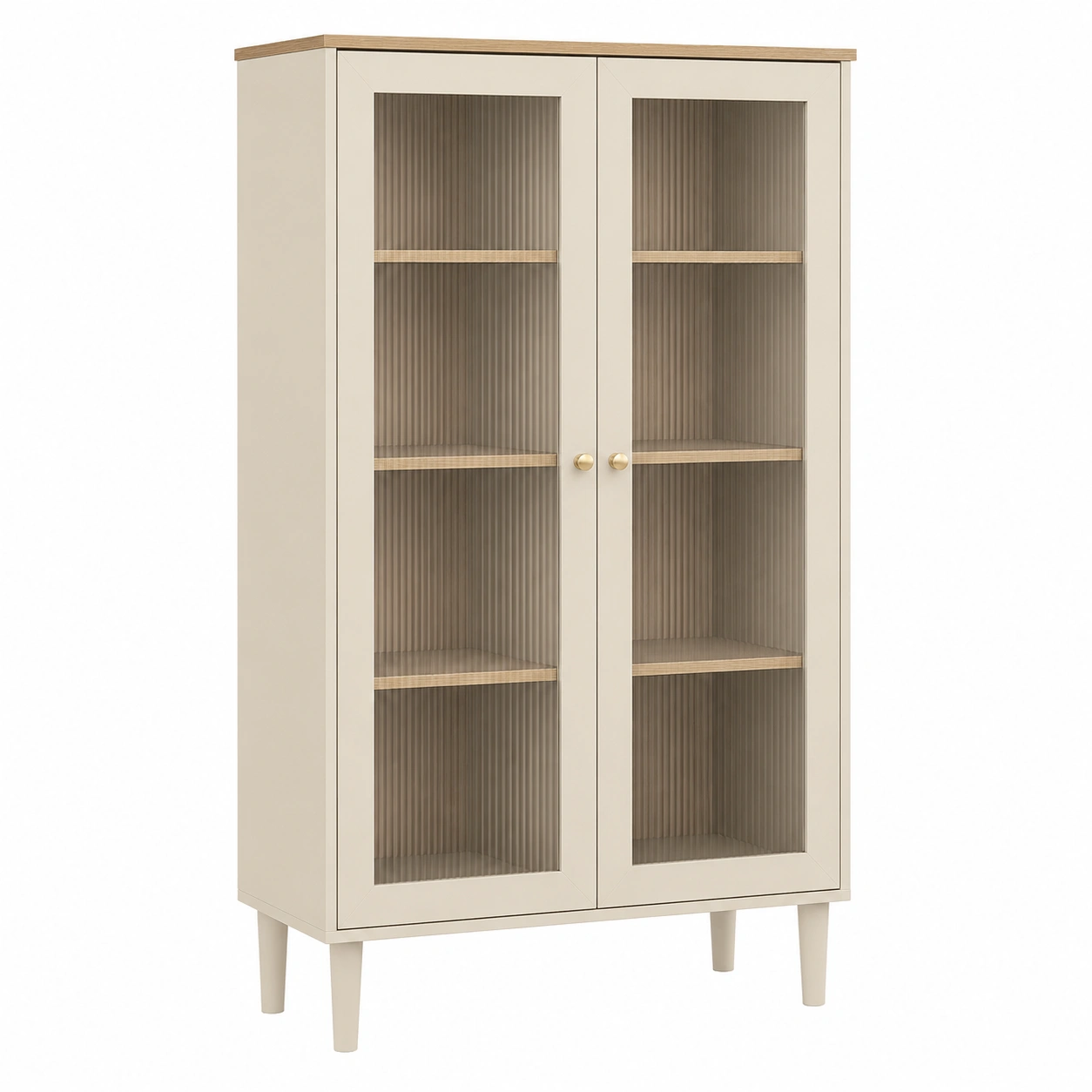 Vitrina Nordic Beige 80 cm con Puertas de Cristal-sofarioo