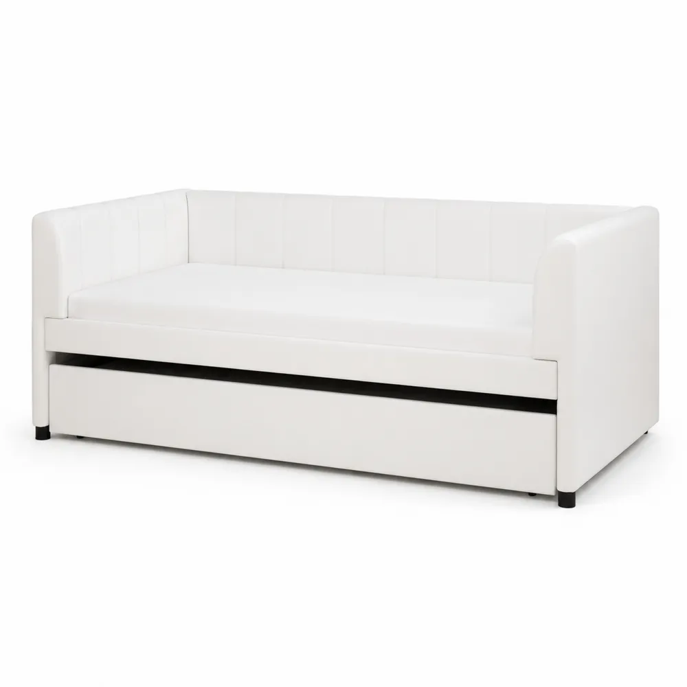 Canapé-lit en cuir blanc avec tiroir 200x90 cm