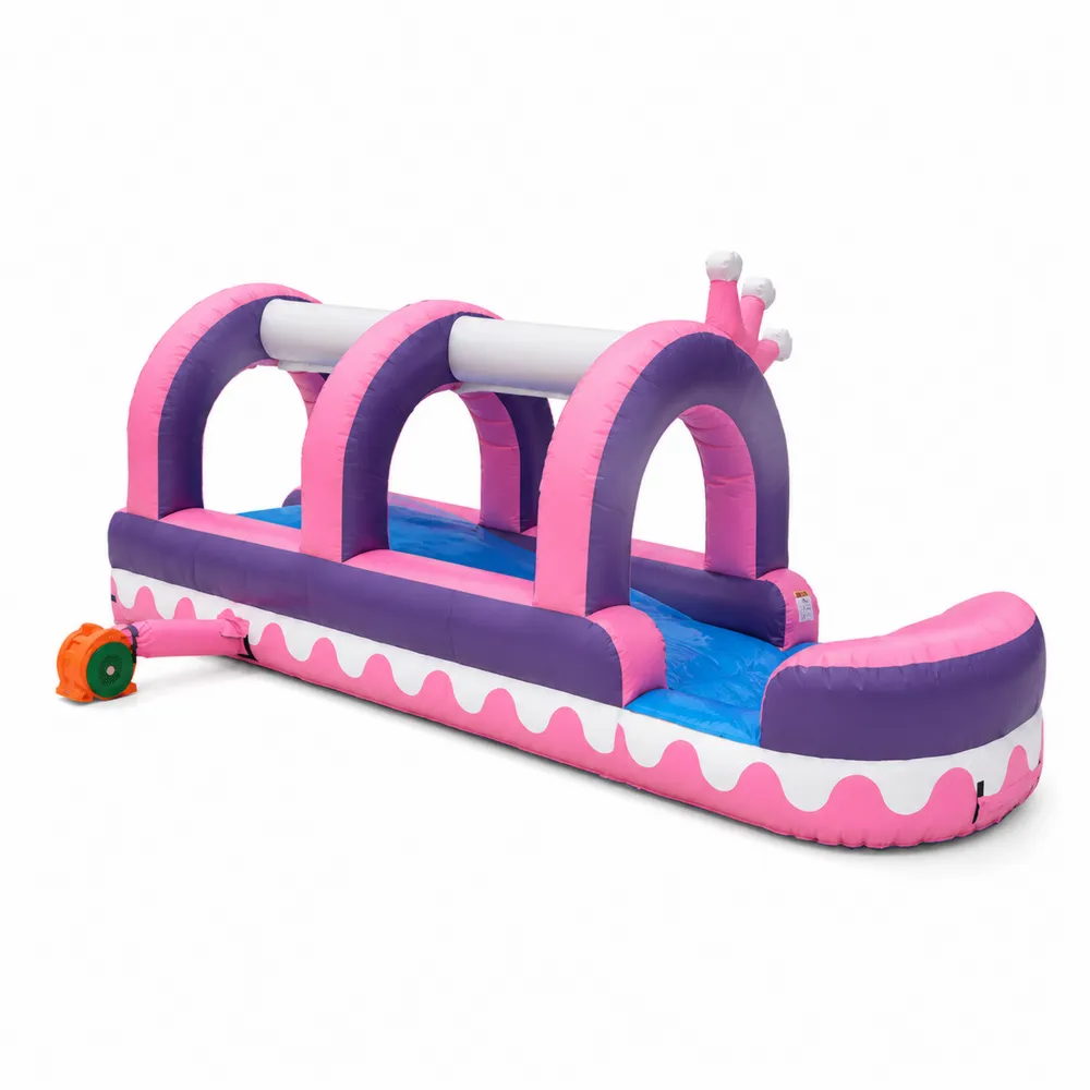 Toboggan gonflable en PVC rose et violet 4m