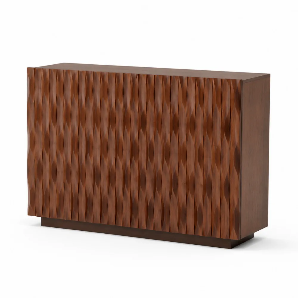Commode en bois avec façade sculptée en chêne 120x40x85 cm Brun