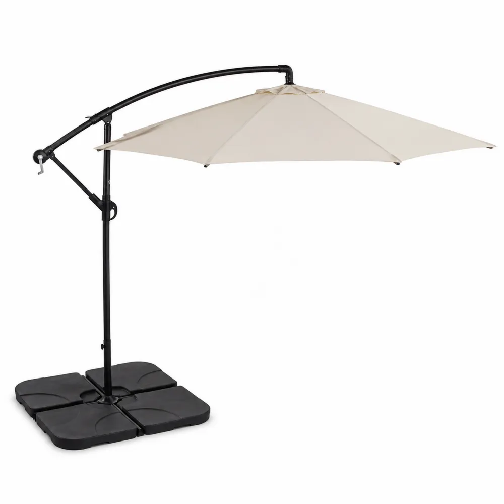 Parasol déporté rond 3m en polyester avec base en acier