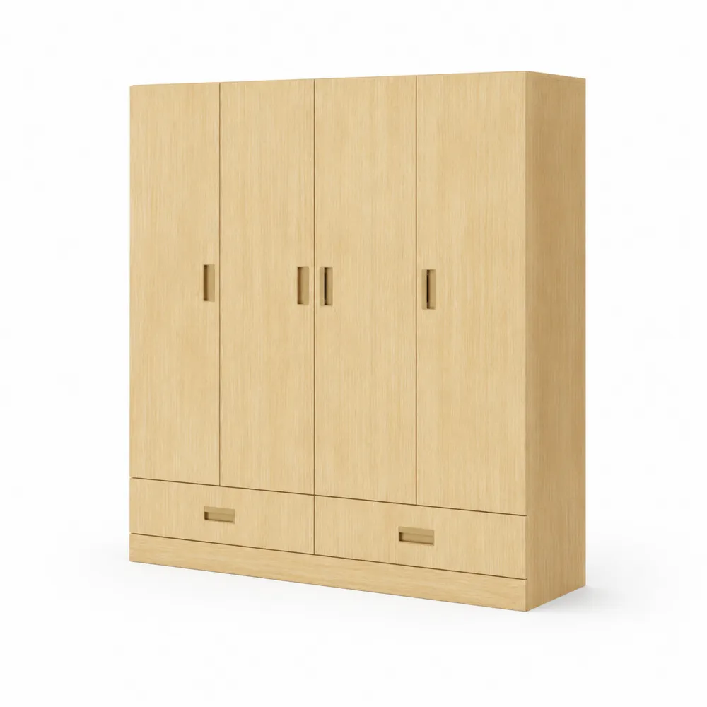 Armoire en bois avec 4 portes et 2 tiroirs