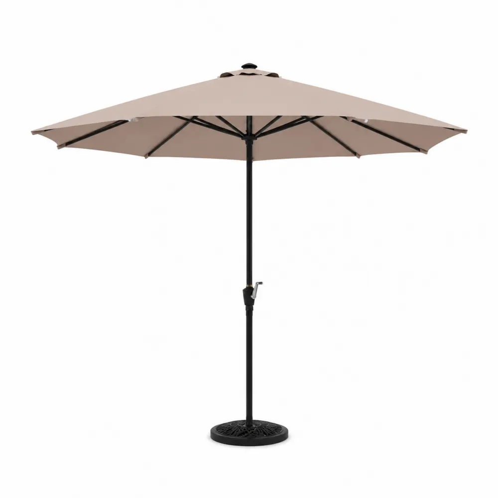 Parasol de jardin en tissu beige avec structure en acier