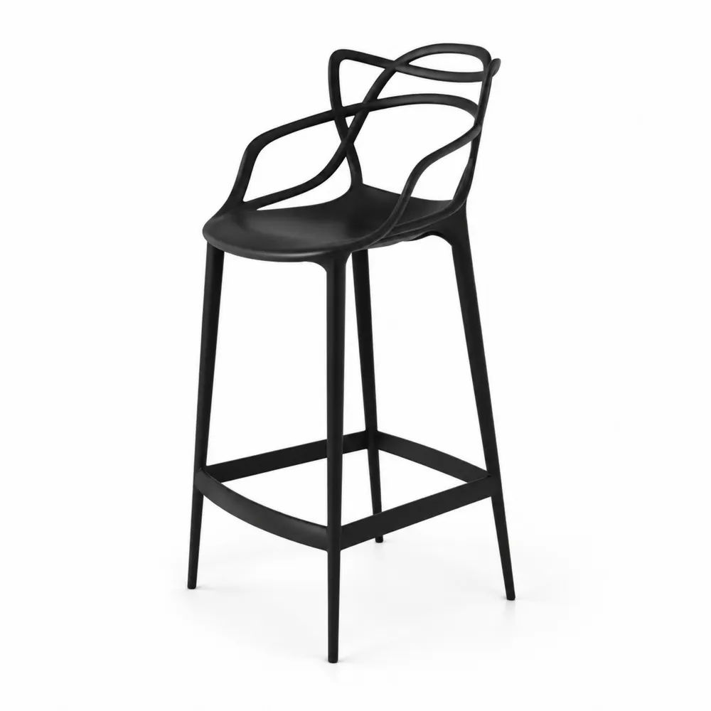 Tabouret de bar en polypropylène noir avec accoudoirs