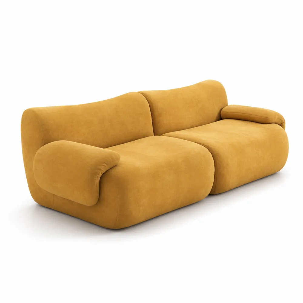 Canapé 3 places en tissu polyester jaune