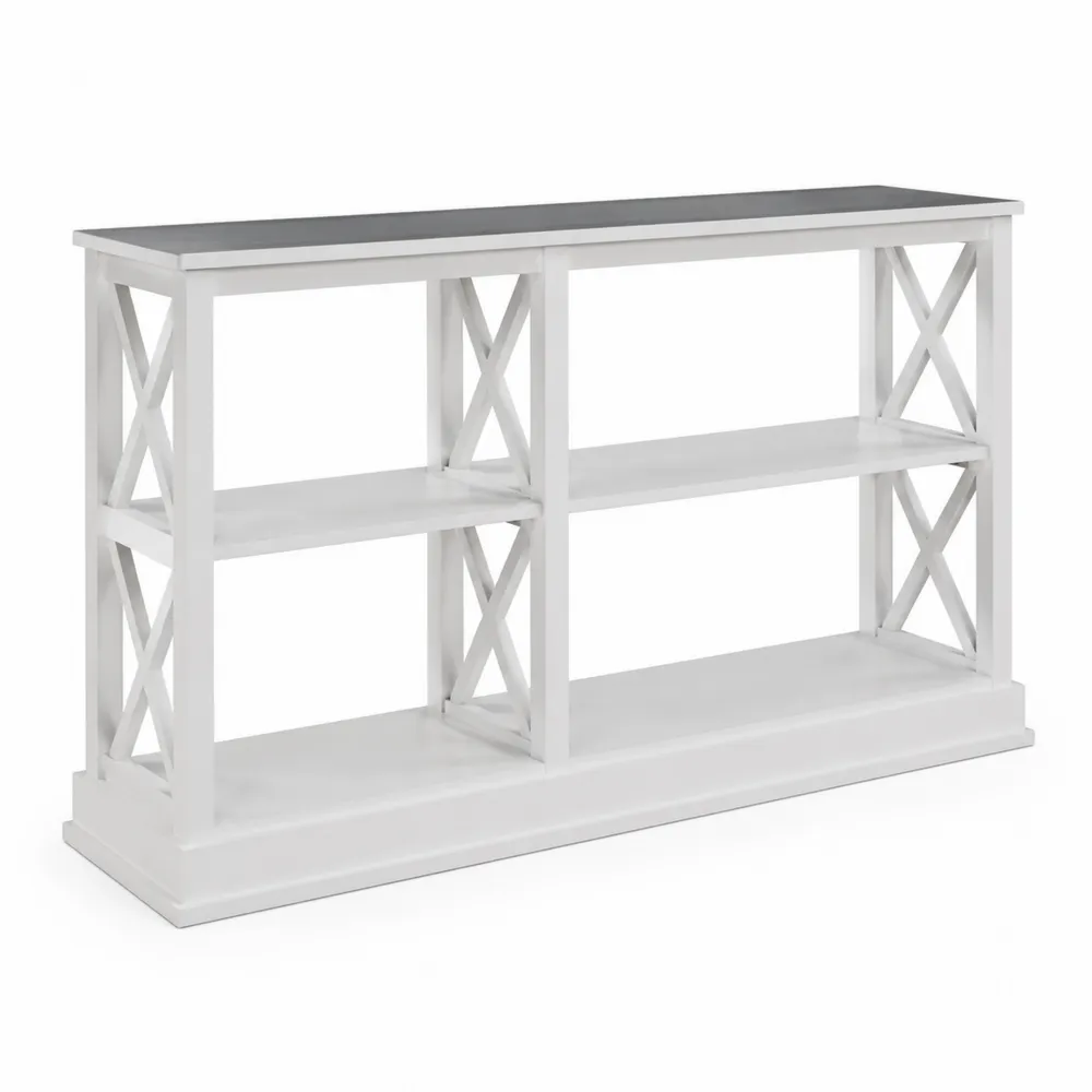 Console en bois à trois étagères Blanc
