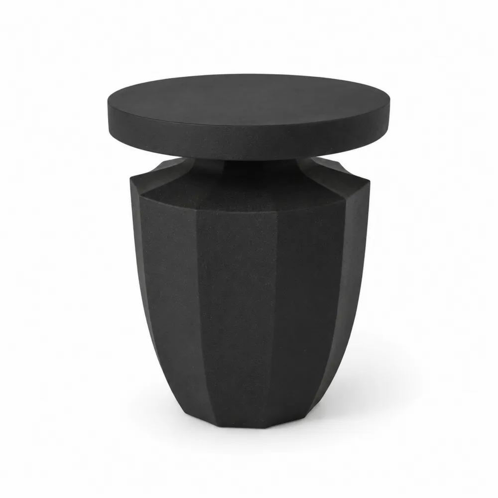 Table d'appoint en pierre moulée noire, hauteur 50 cm