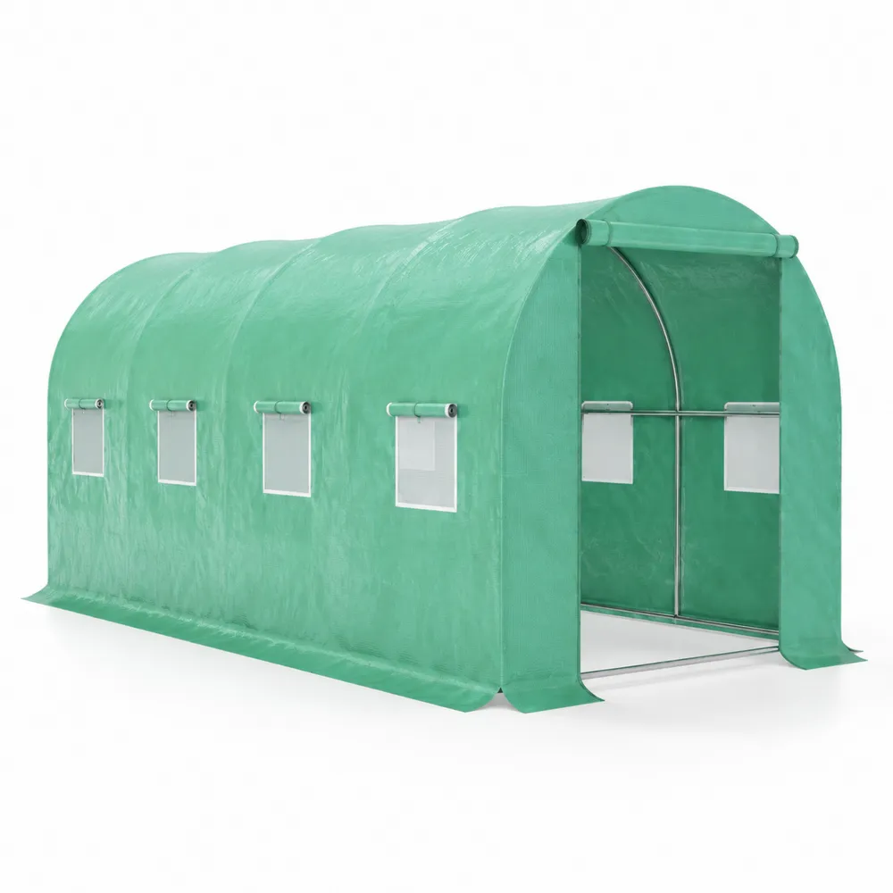 Serre Tunnel de Jardin en Polyéthylène Vert 250x200x200 cm