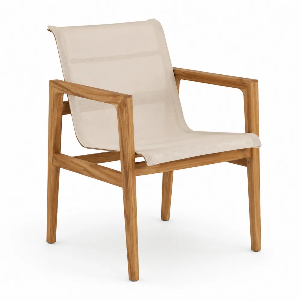 Chaise de jardin en teck et textilène