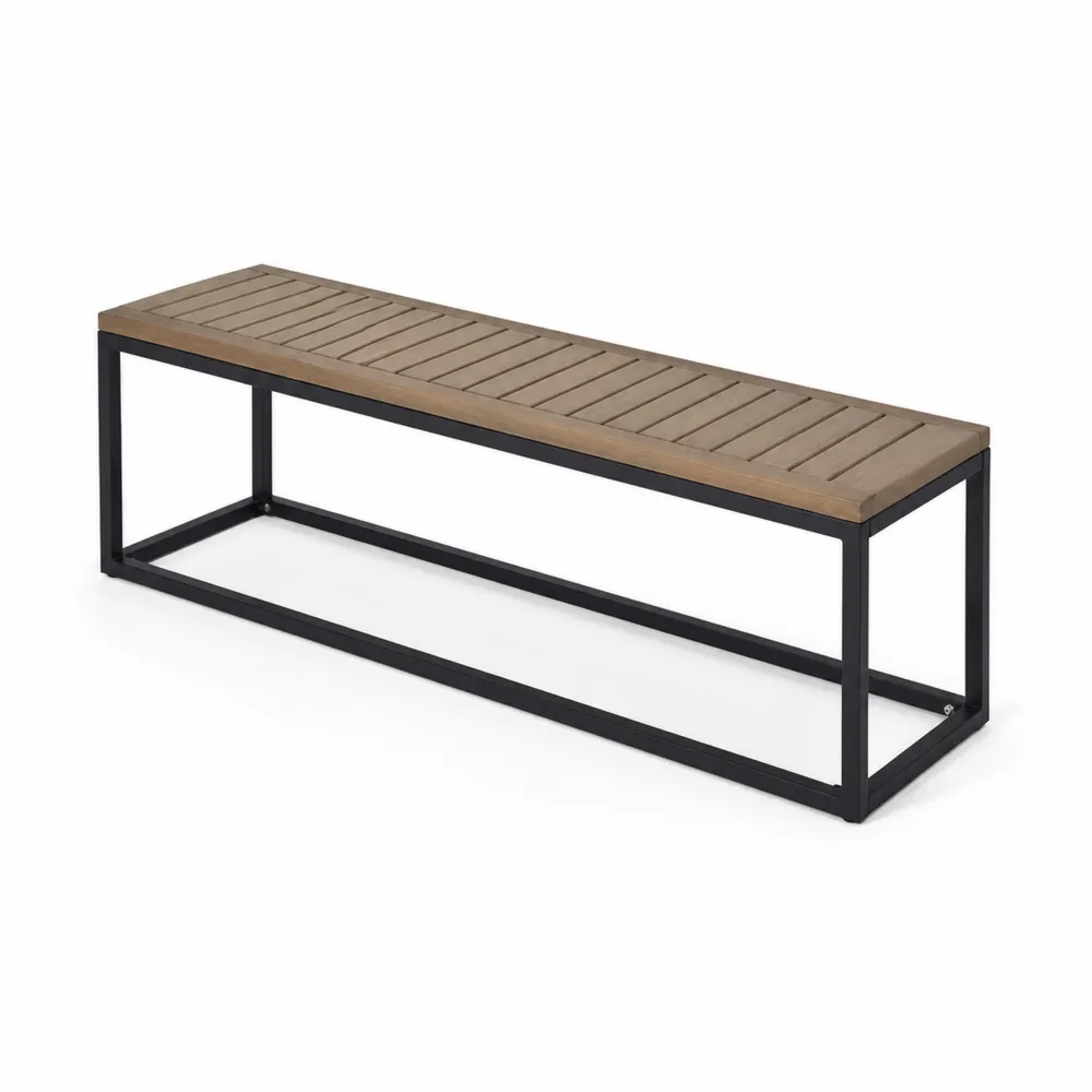 Banc en bois d'acacia et métal