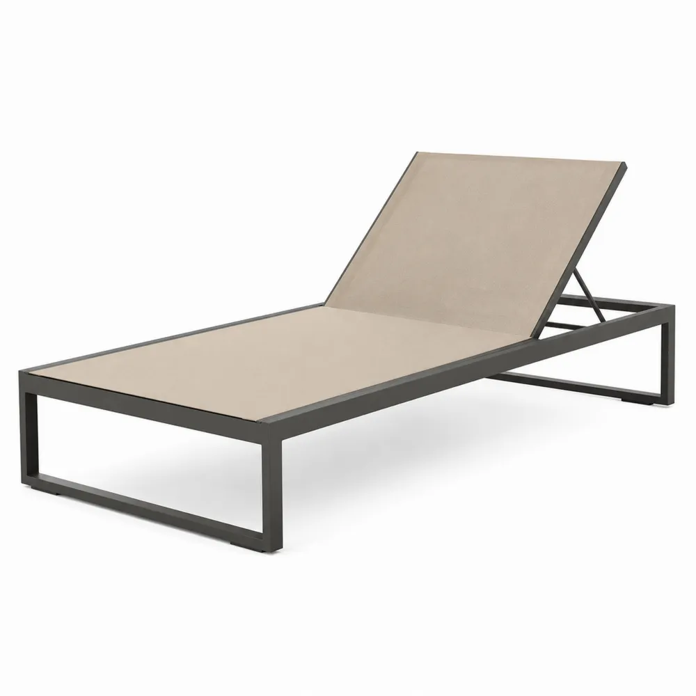 Chaise longue en aluminium et textilène réglable Beige