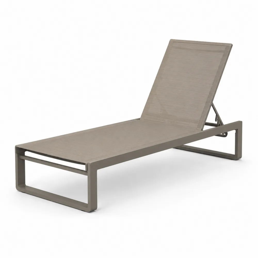Chaise Longue d'Extérieur Réglable Aluminium Taupe