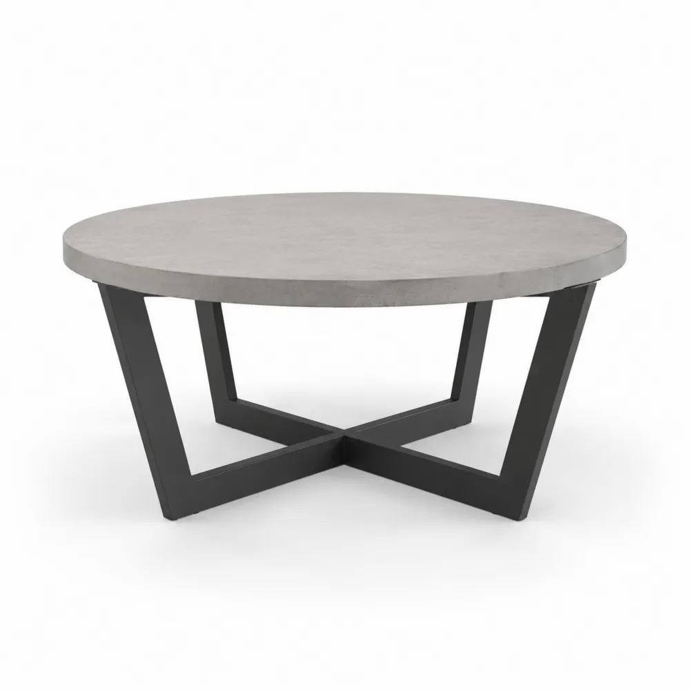 Table basse en béton et acier diam. 90 cm