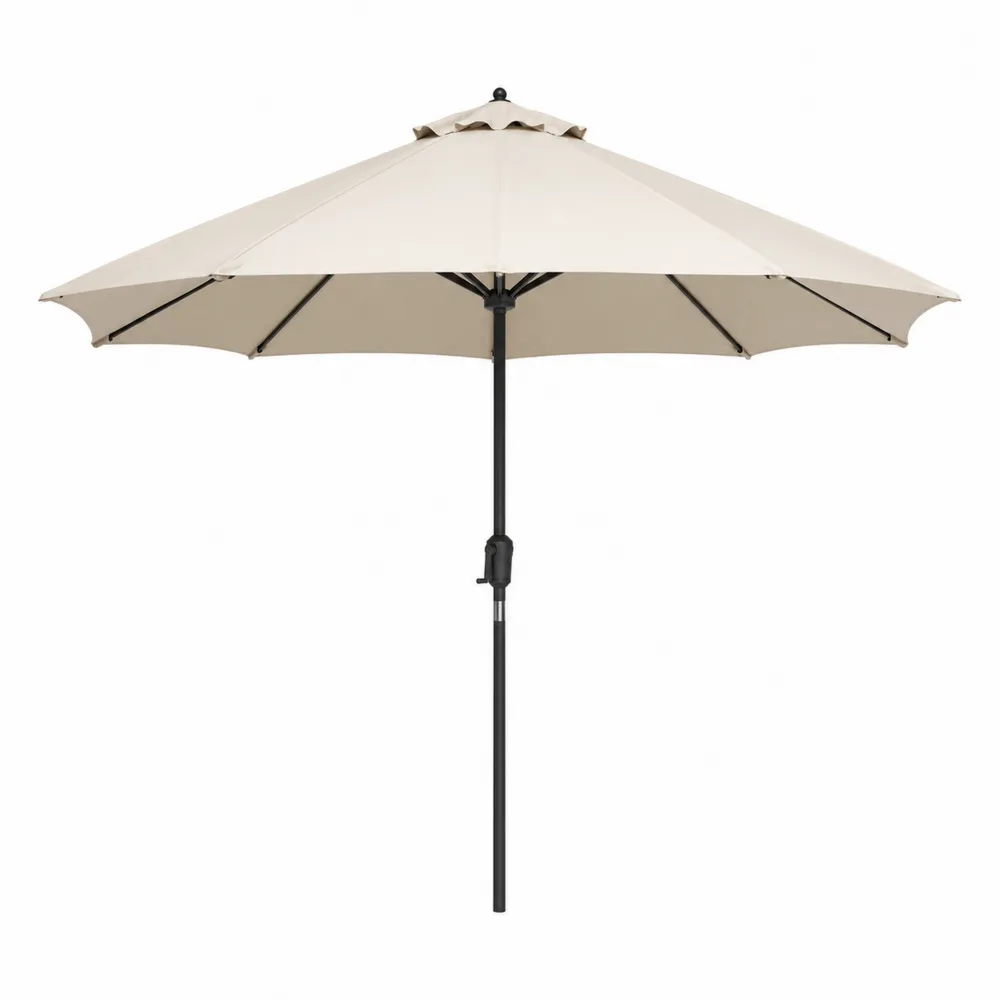 Parasol de terrasse en polyester beige avec mât en aluminium