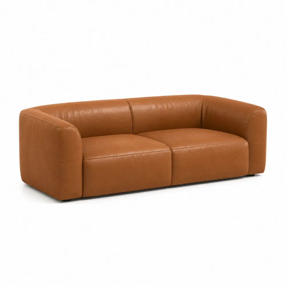 Canapé deux places en cuir Marron 200 cm