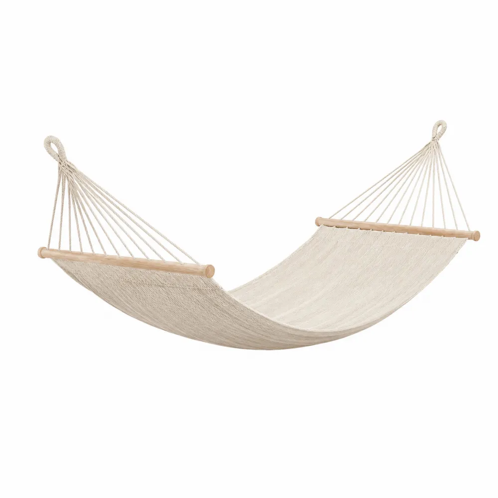 Hamac en coton et bois de hêtre Beige 200x100 cm