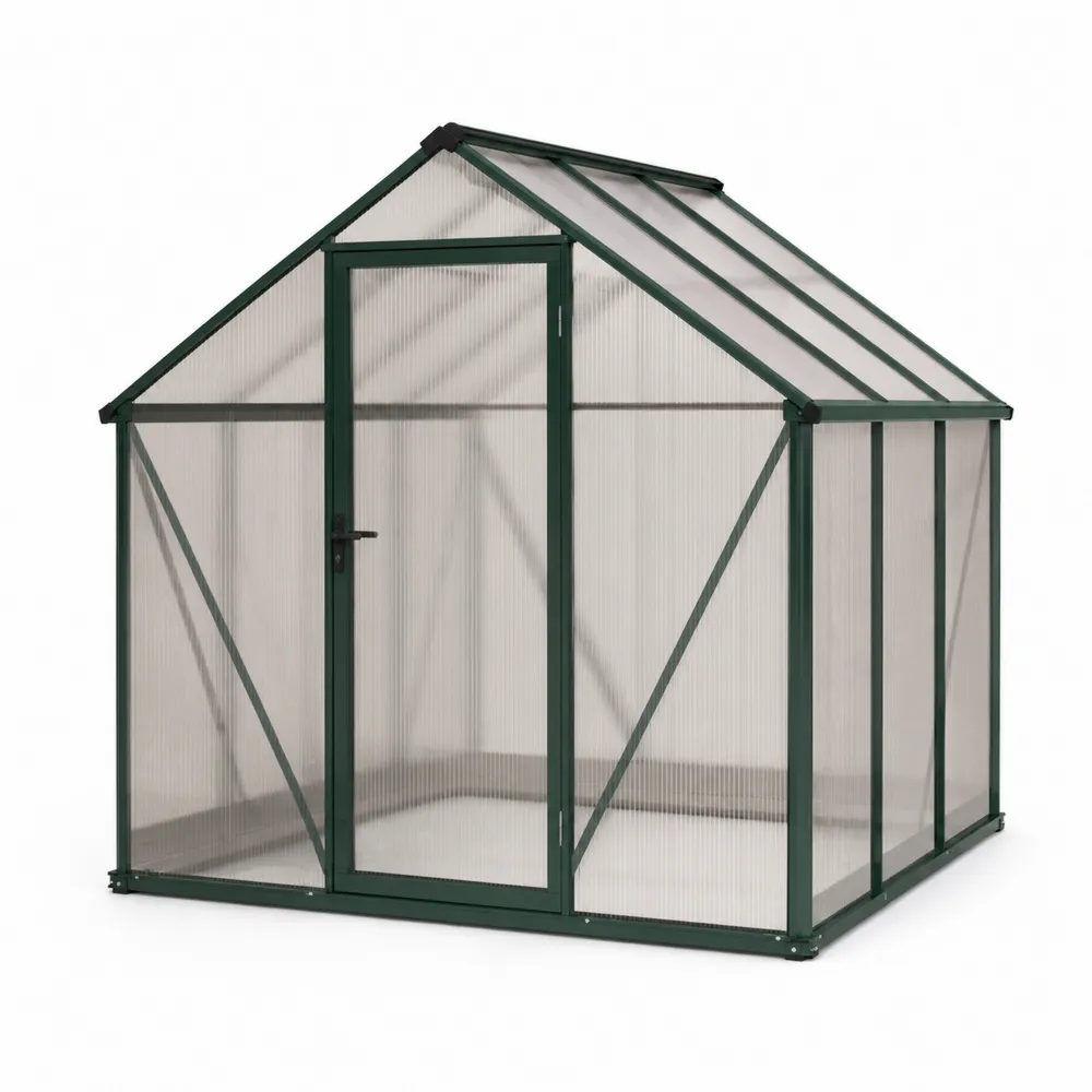 Serre en Aluminium et Polycarbonate à Parois Épaisses Vert 190x190x195 cm