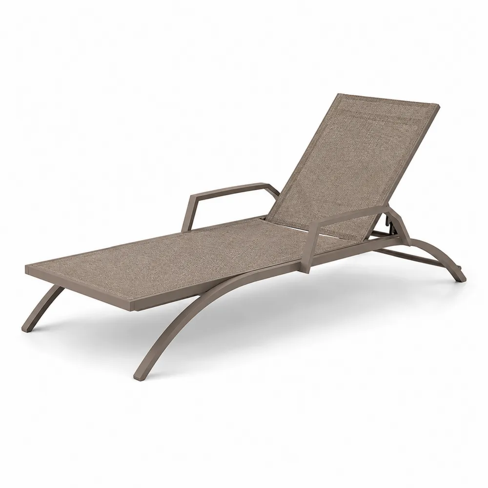 Chaise Longue Extérieure Réglable en Aluminium Brun