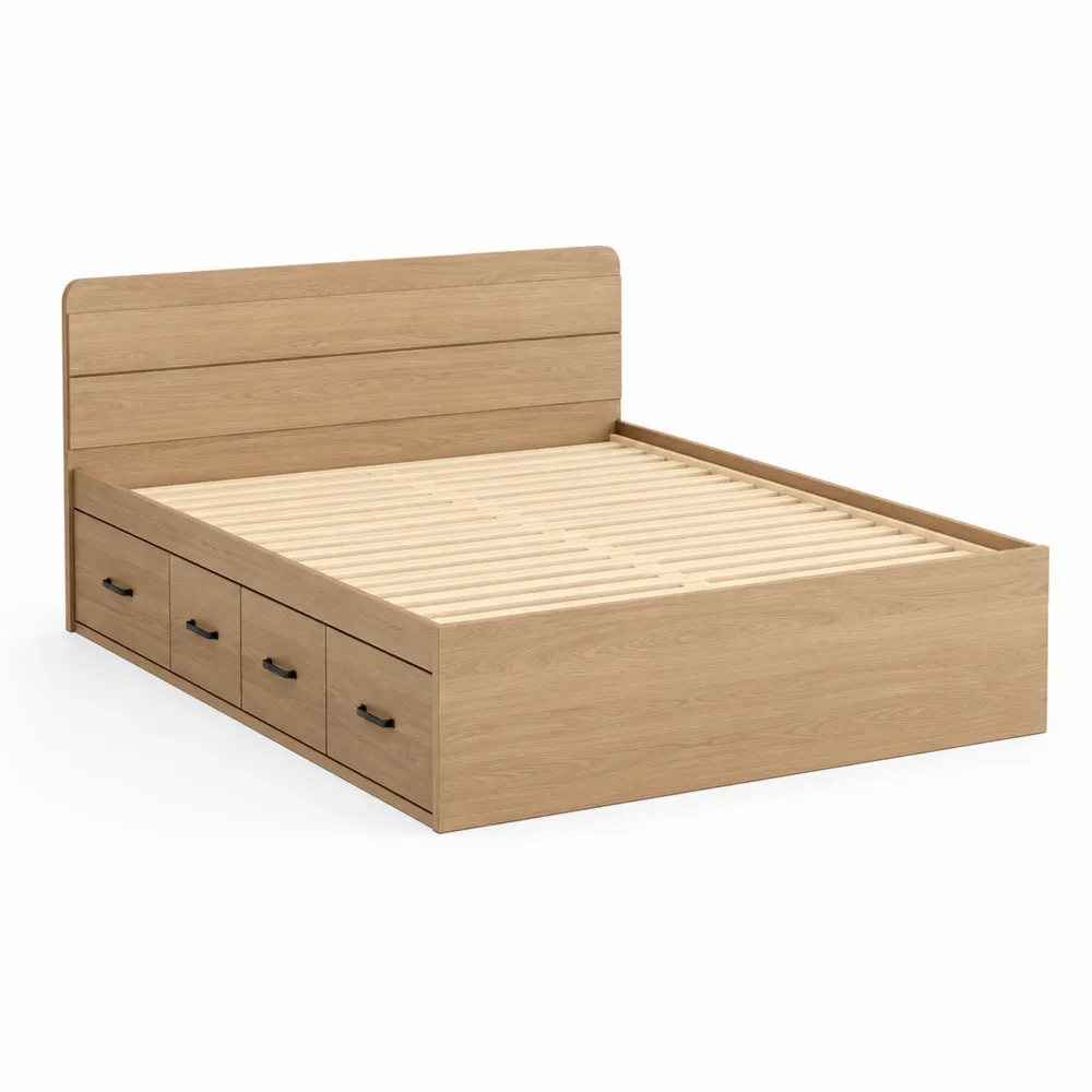 Lit double en bois avec rangement 200x160 cm