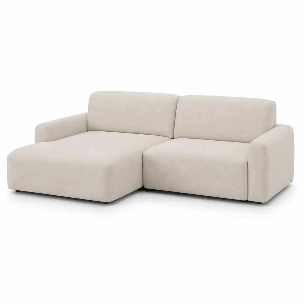 Canapé d'angle en tissu avec méridienne Beige