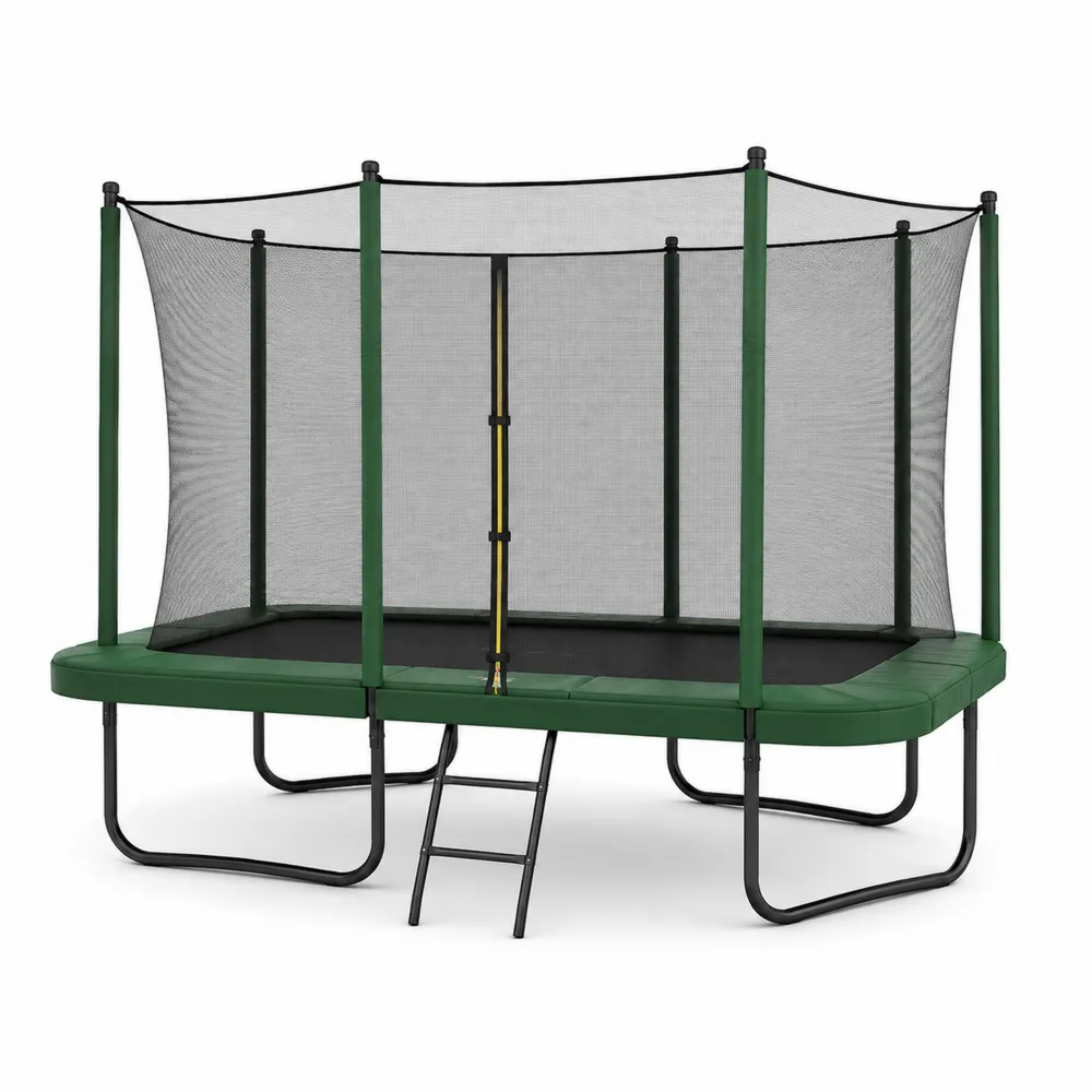Trampoline rectangulaire avec filet de sécurité vert/Noir