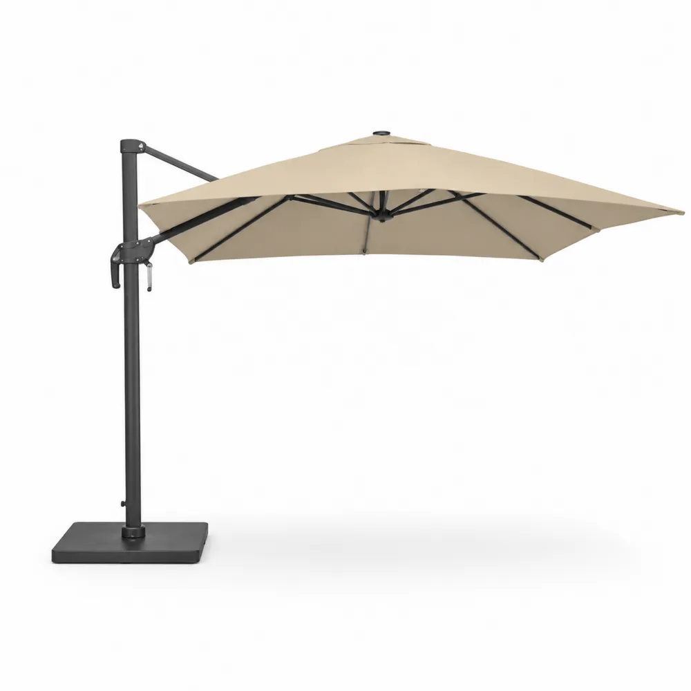 Parasol déporté en aluminium et polyester beige 300x300 cm