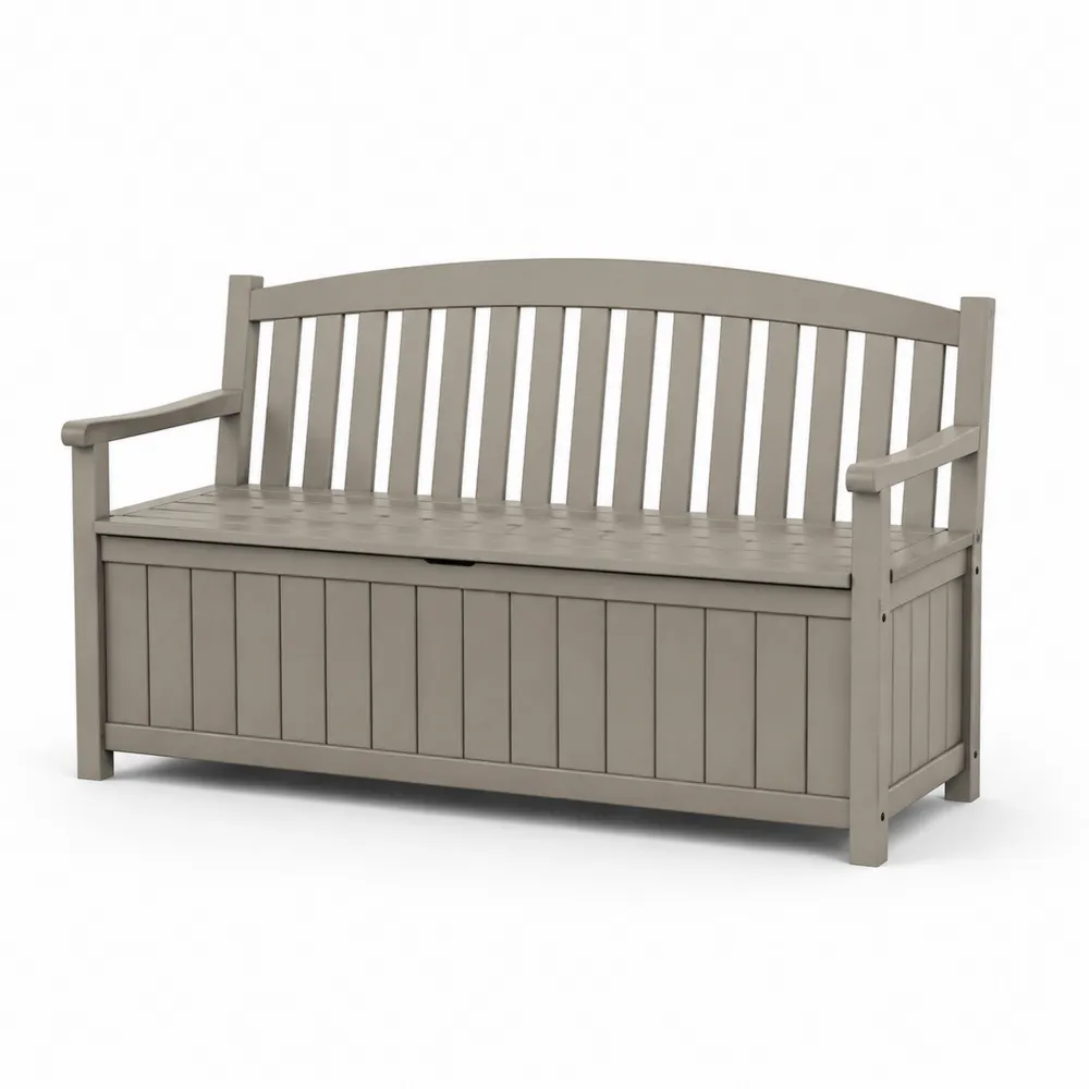 Banc de rangement extérieur en plastique Gris