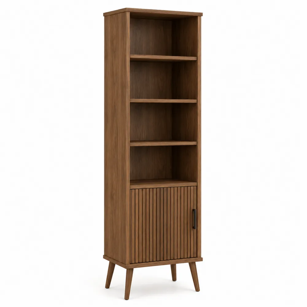 Bibliothèque en bois avec 4 étagères et 1 porte 180cm