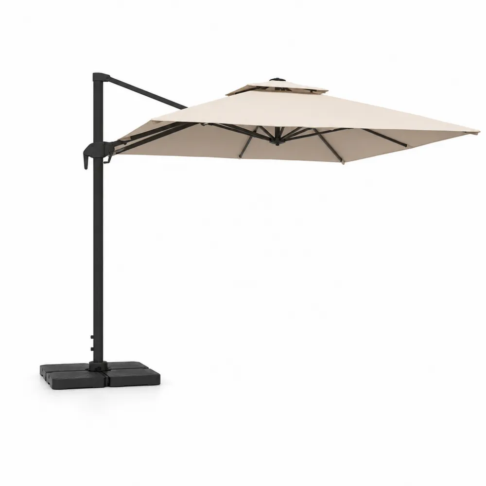 Parasol déporté 3x4m aluminium polyester Beige