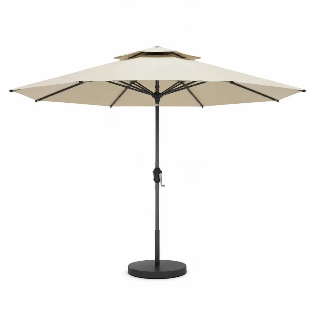 Parasol en aluminium et toile polyester Beige 300 cm