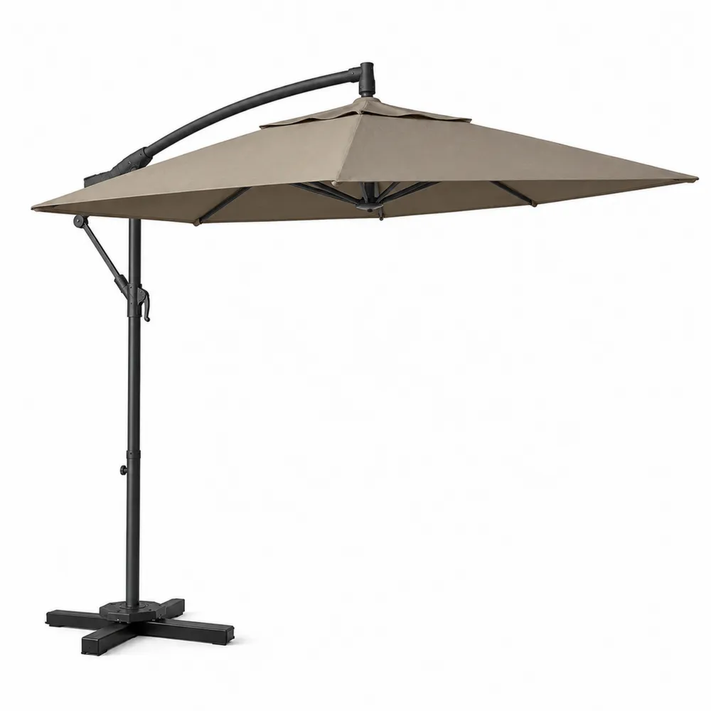 Parasol déporté rectangulaire 3x4m en tissu polyester marron