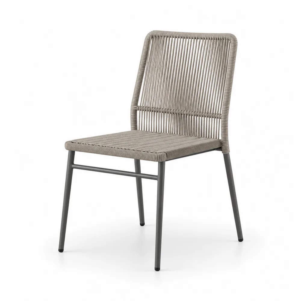 Chaise en aluminium et corde gris