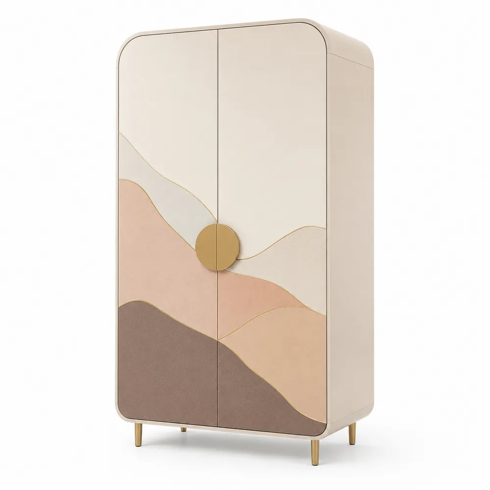 Armoire en Bois avec Motif Géométrique Multicolore 200cm x 100cm x 50cm