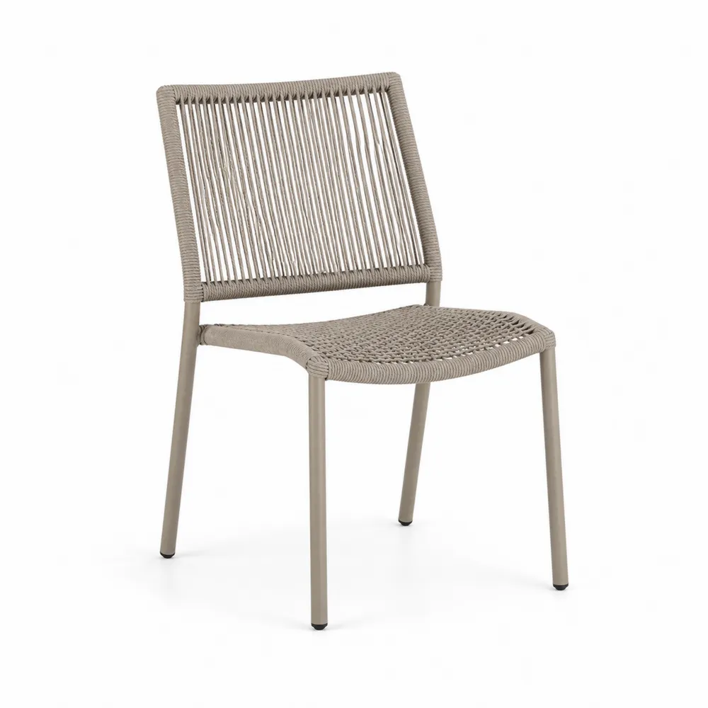 Chaise de jardin en aluminium et corde beige