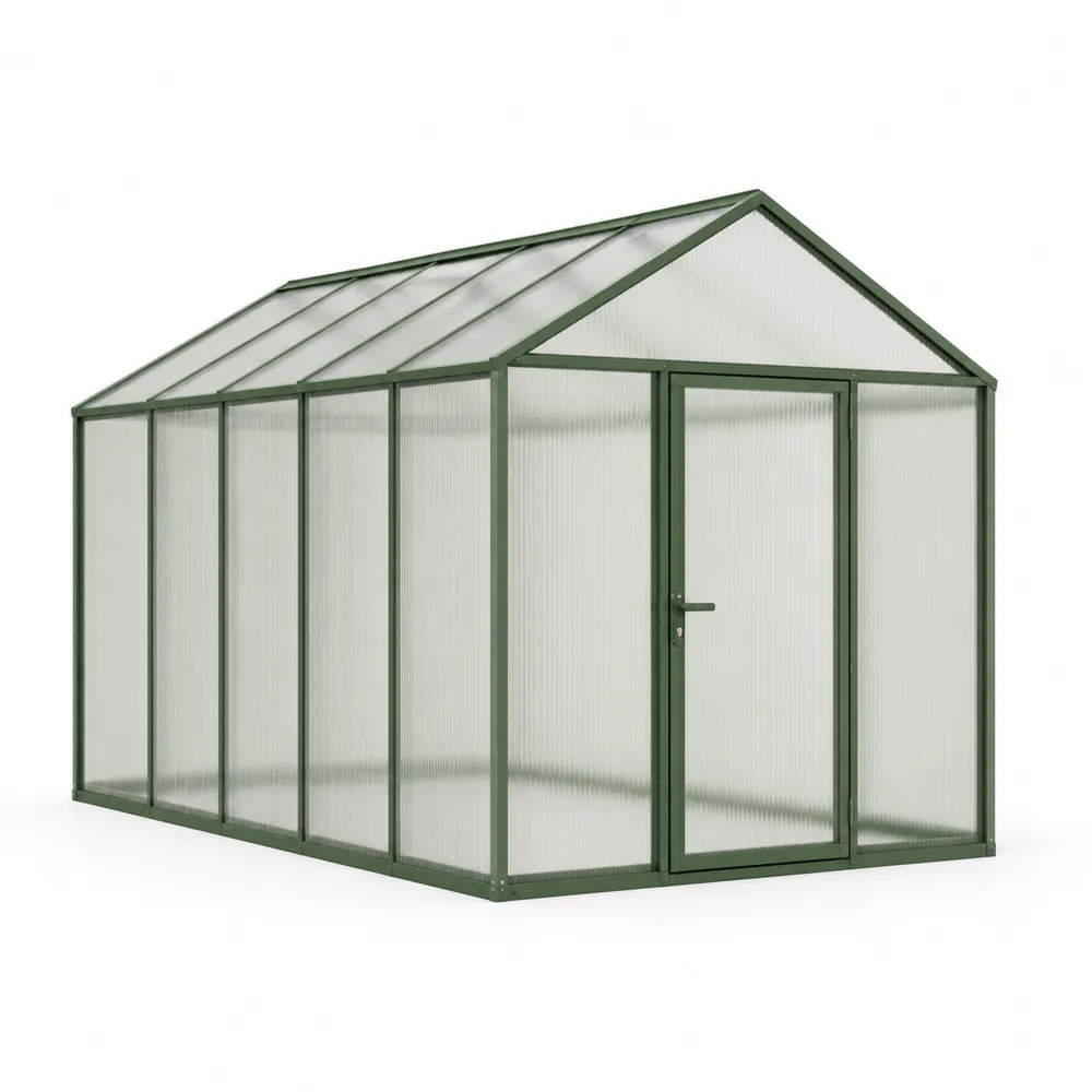 Serre de Jardin en Polycarbonate et Acier 4 mm Vert 190x250x195 cm