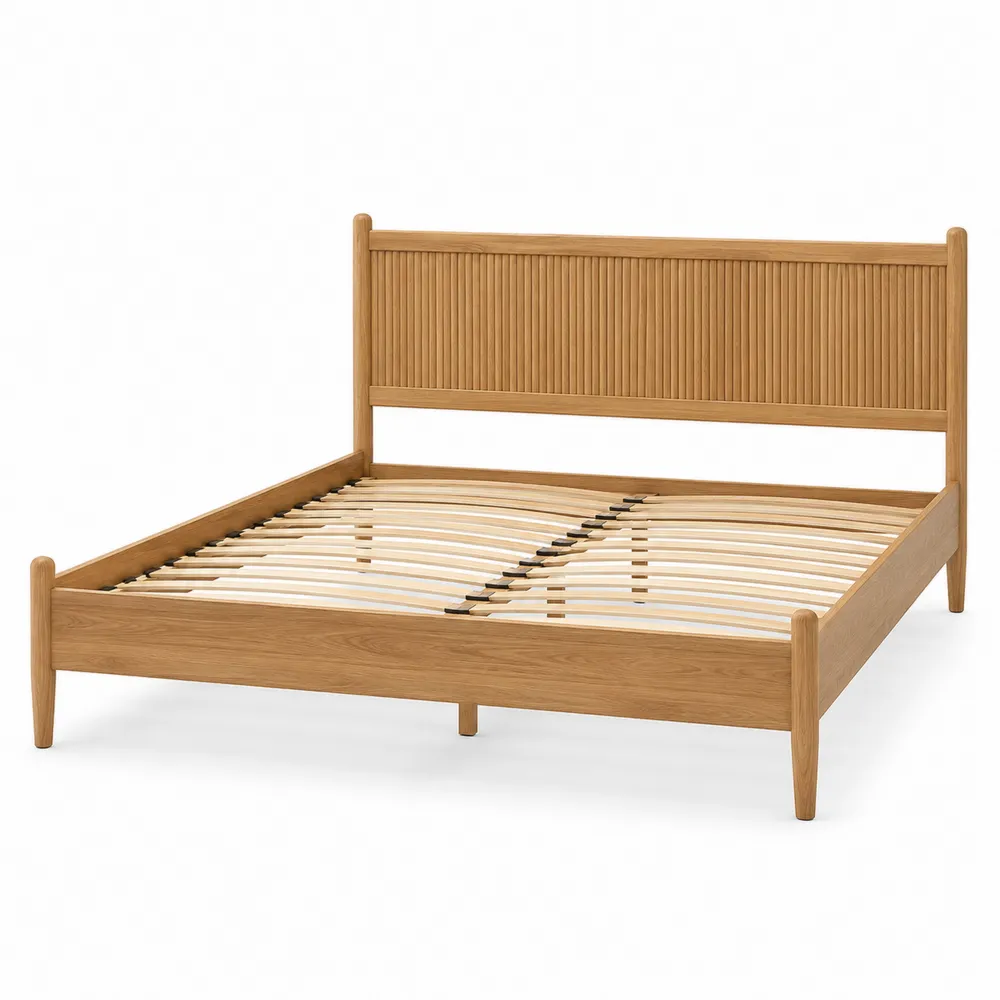 Lit double en bois 200x160 cm Chêne
