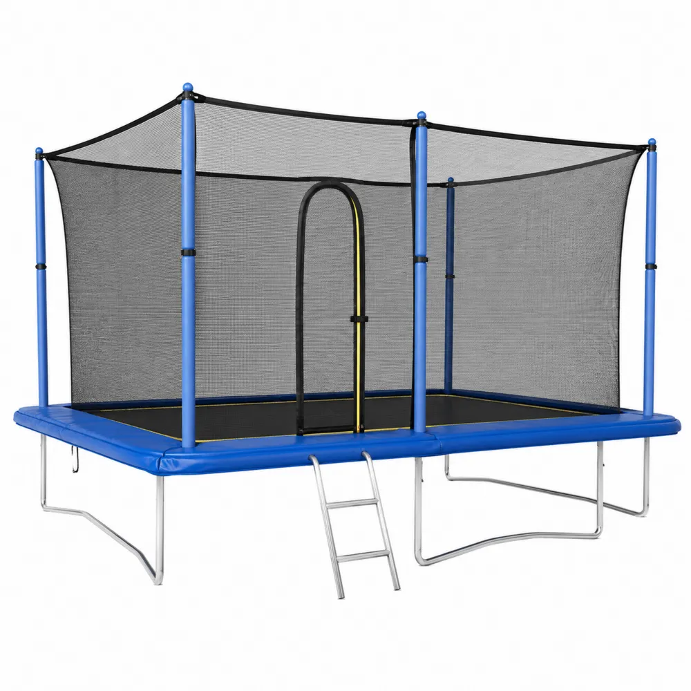 Trampoline rectangulaire avec filet de sécurité et échelle 305x183 cm en métal et PVC