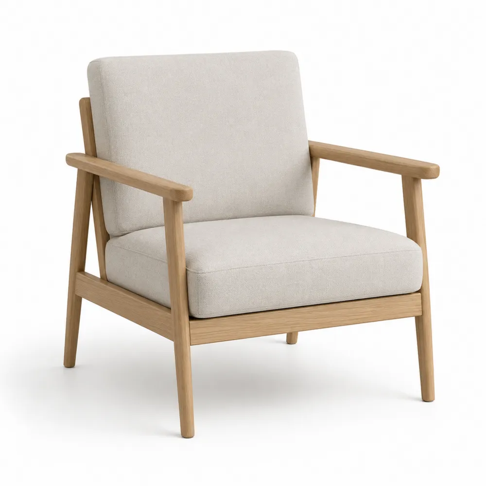 Fauteuil en tissu et bois de chêne