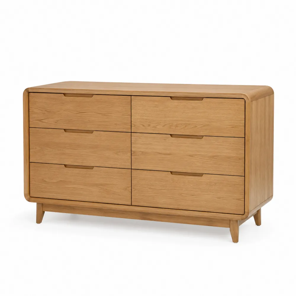 Commode en Chêne Massif à 6 Tiroirs