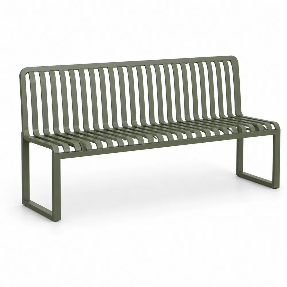 Banc en métal vert olive 120 cm