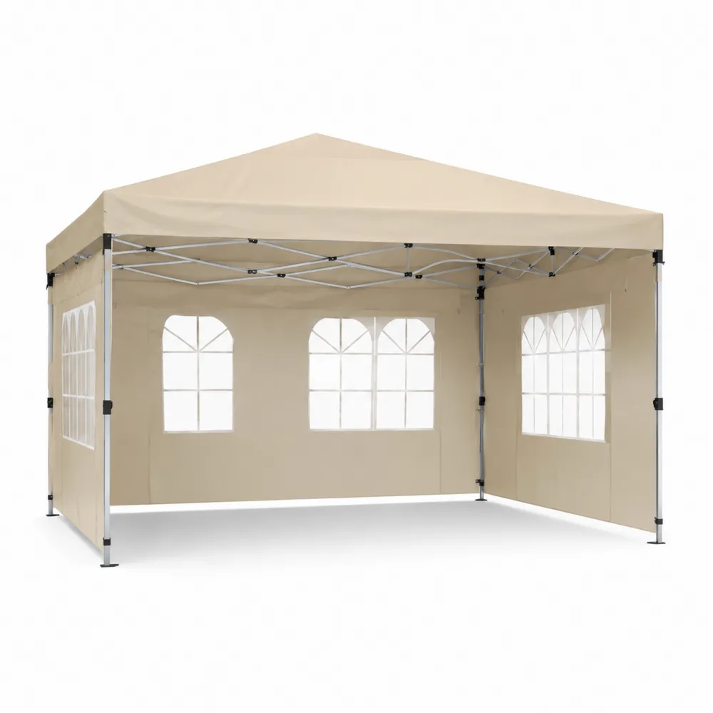 Tente pliante extérieure en métal et polyester Beige