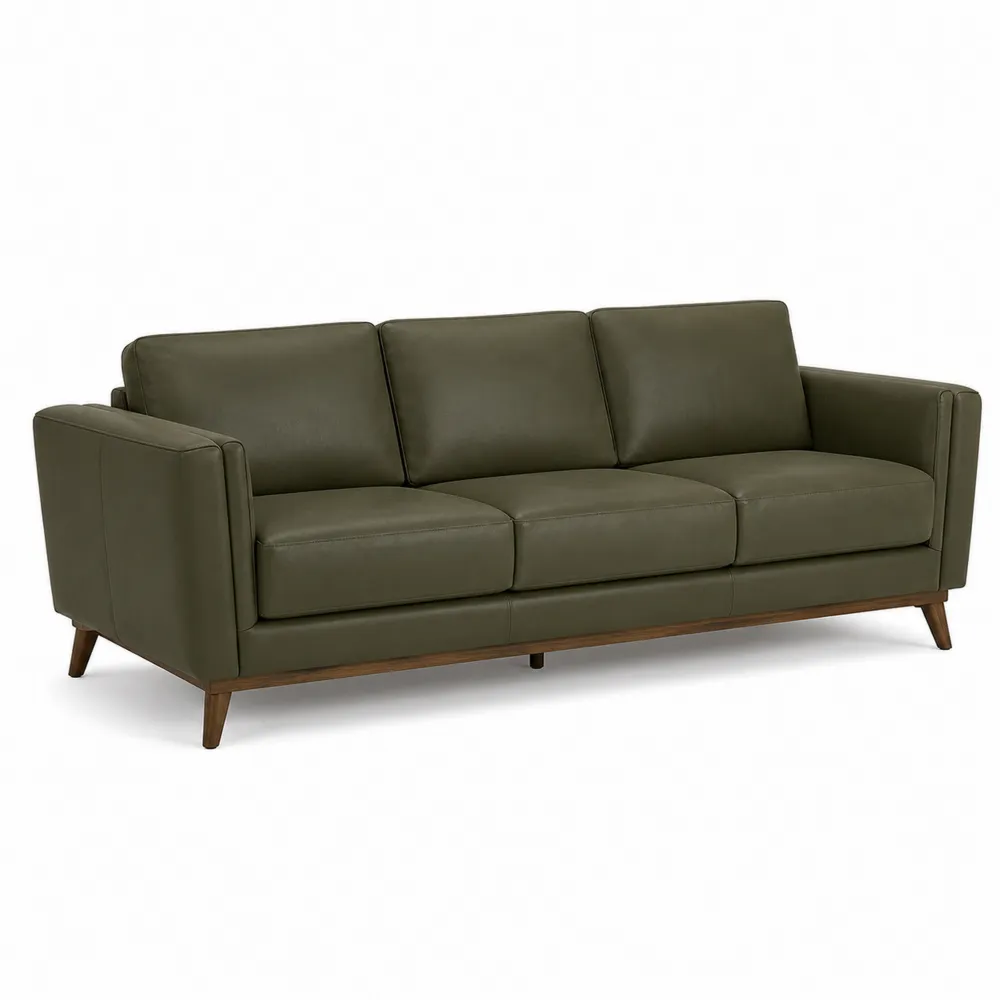 Canapé trois places en cuir synthétique vert 200cm