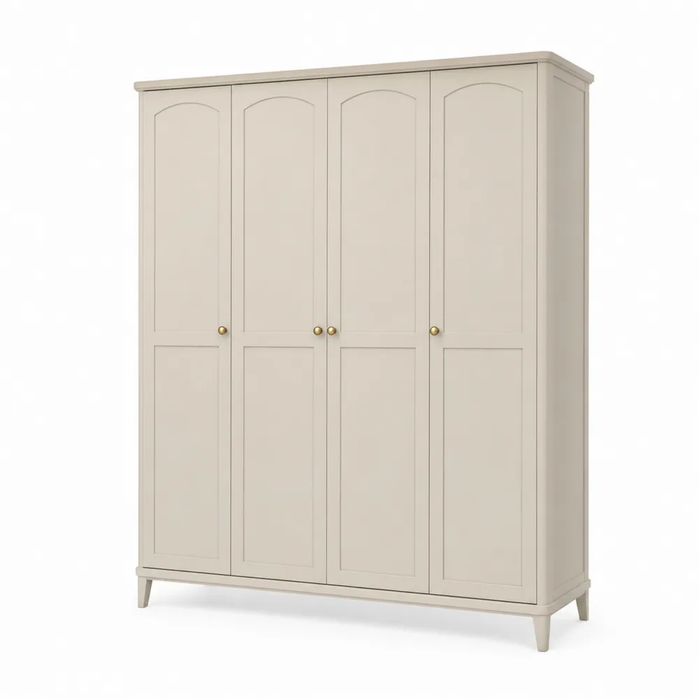 Armoire 4 portes en bois composite Beige 200x60x220cm
