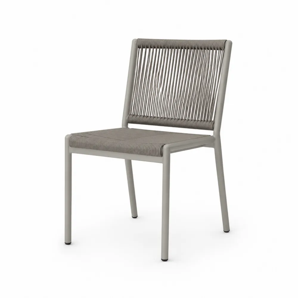 Chaise en métal et corde polyester Gris