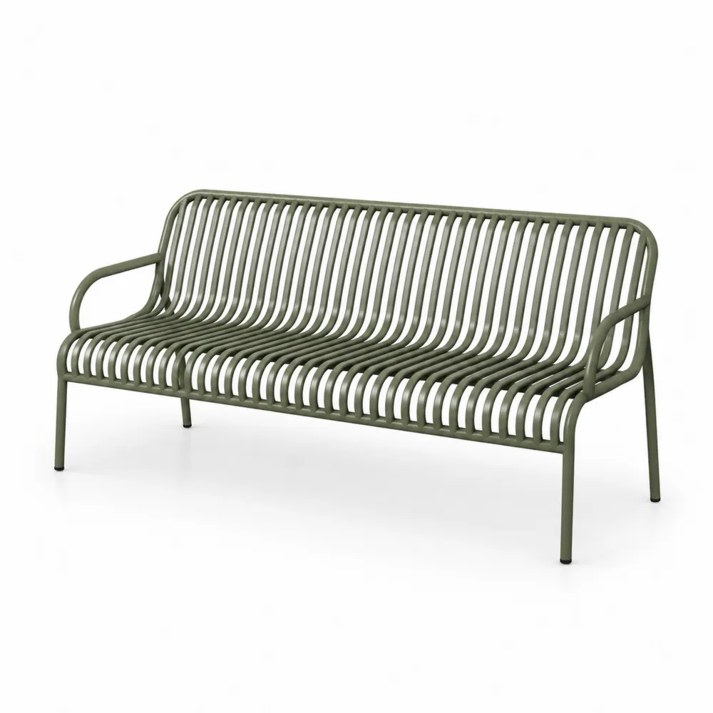Banc extérieur en métal Vert Kaki 180cm