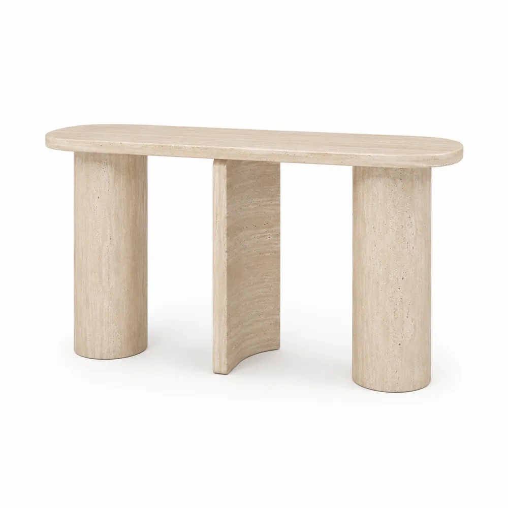 Console en travertin beige 120x35x75cm