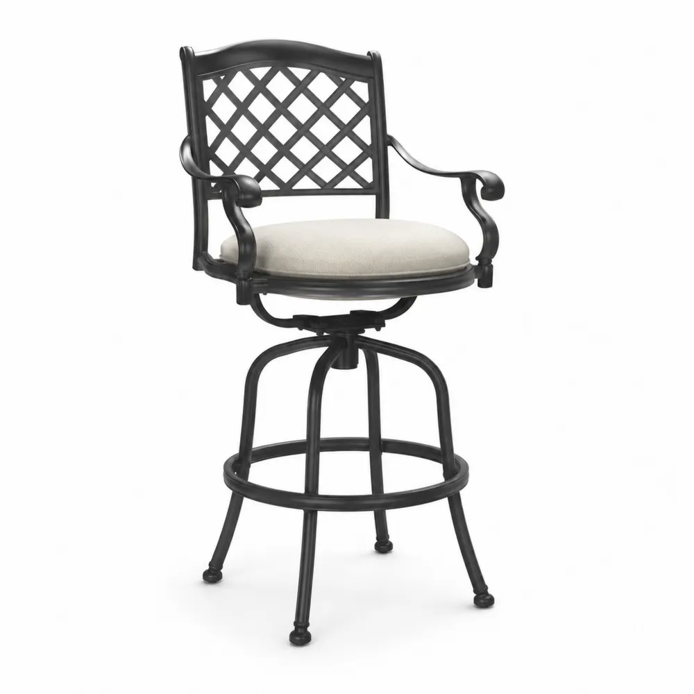 Tabouret de bar en aluminium avec assise pivotante en mousse de polyuréthane