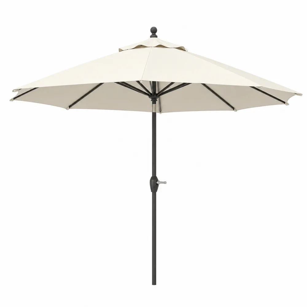 Parasol en polyester beige 3m avec mât en aluminium